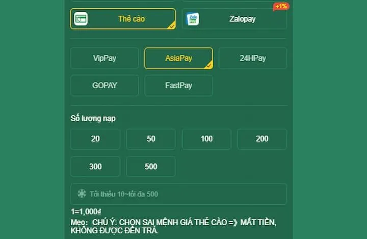 Cách nạp tiền HB88 qua thẻ cào an toàn