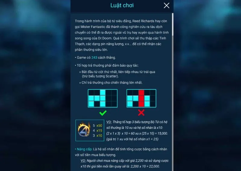 Hướng dẫn cách chơi game nổ hũ Fantastic Four